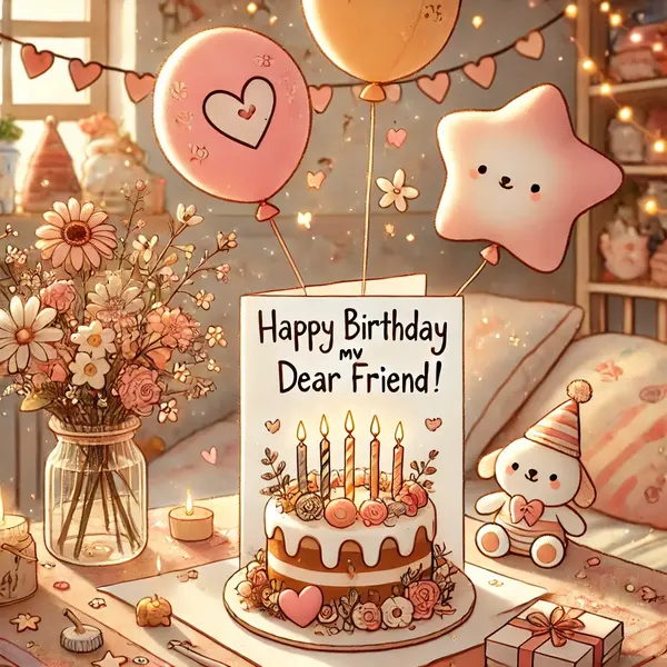 Loving and cute birthday greetings for a close friend.