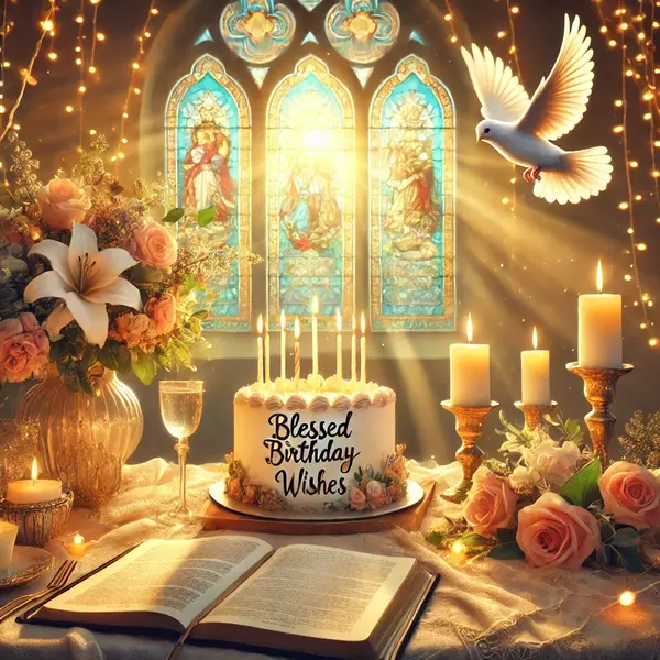 Blessed birthday wishes filled with faith and love.
