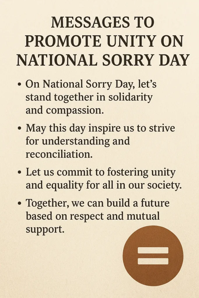 Messages to Promote Unity on National Sorry Day
