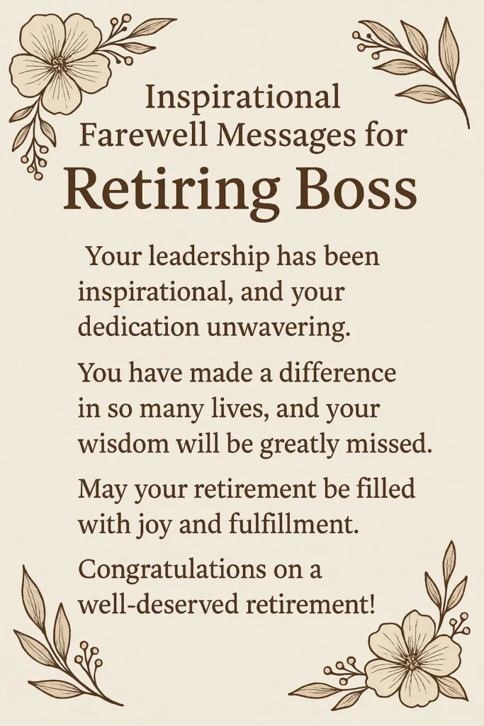 Inspirational Farewell Messages for Retiring Boss